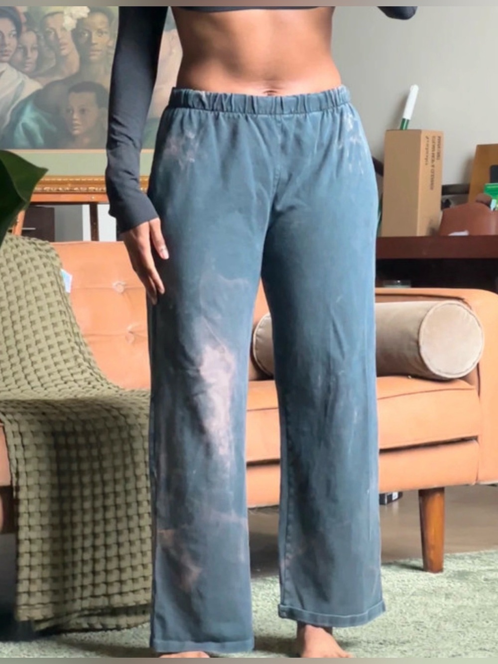 Brandy Melville Cotton Hand Dyed vintage wash grunge wide leg Sweatpants Lounge